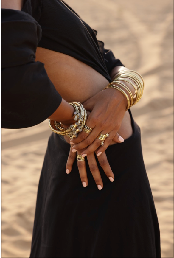 Imani Moonstone Brass Cuff